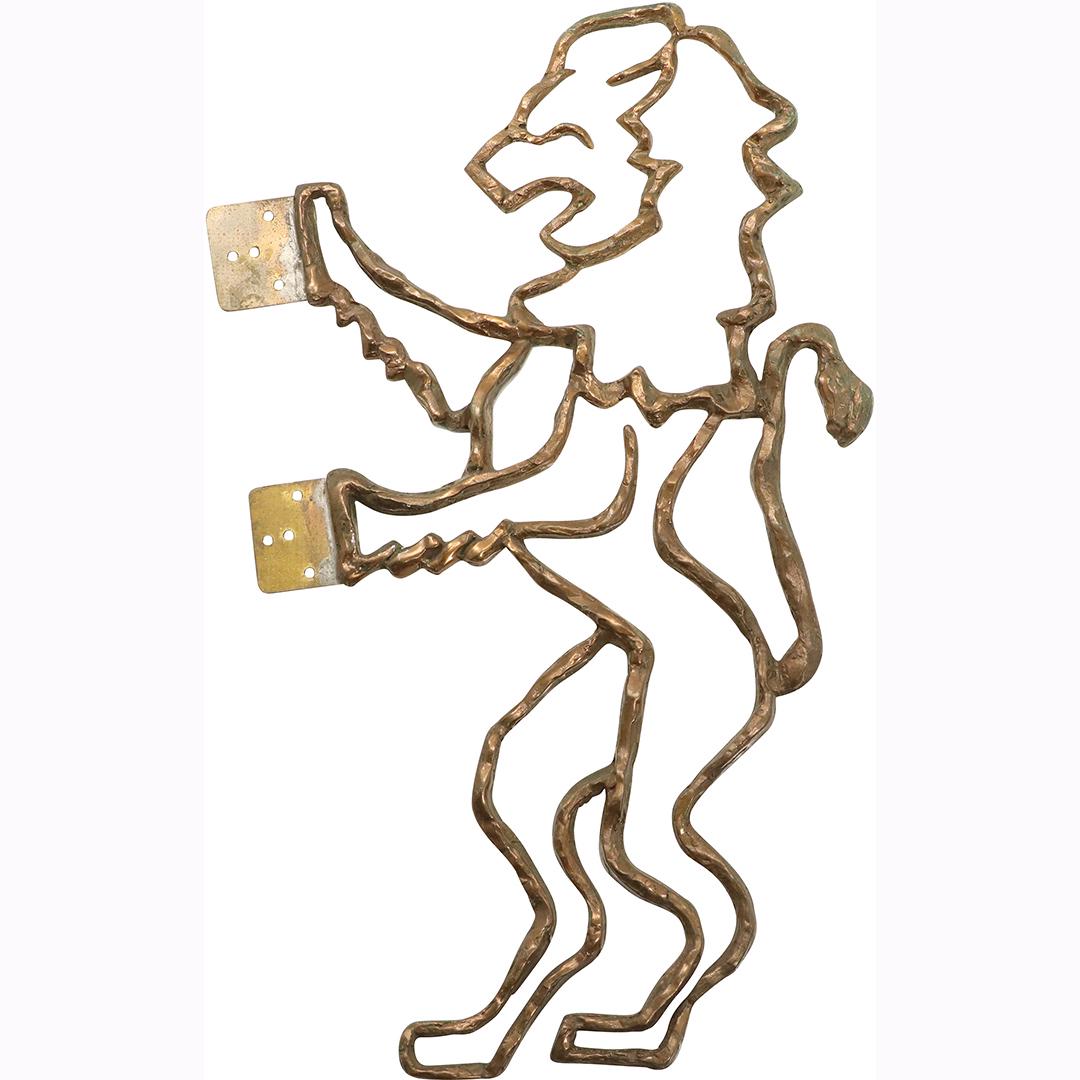 Hand Wrought Brass Lion Figure for Mounting: Hand Wrought Brass Lion Figure for Mounting. Vintage. Size: 14.5L x 8.5w