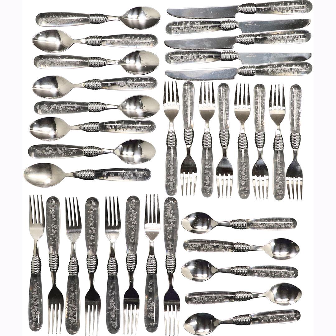 Bubble Handles Lucite Stainless Flatware Set (1 of 7)