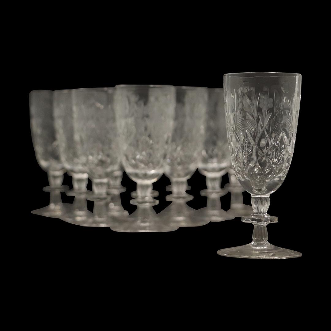 [11] Eleven Elegant Wheel Cut Flower Stemware Glasses (1 of 8)