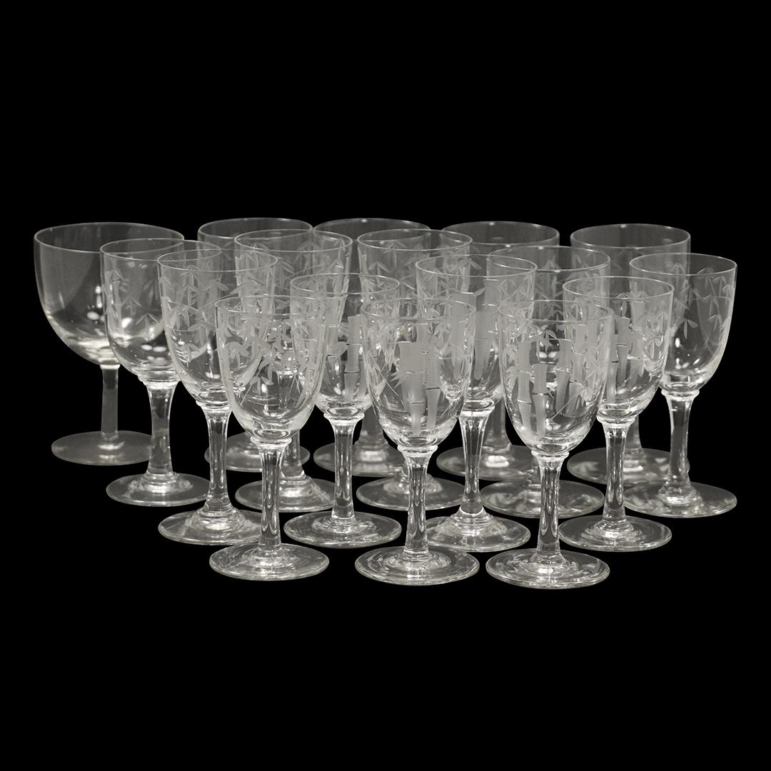 [16] Etched Bamboo Crystal Glass Stemware in 3 Sizes (1 of 7)