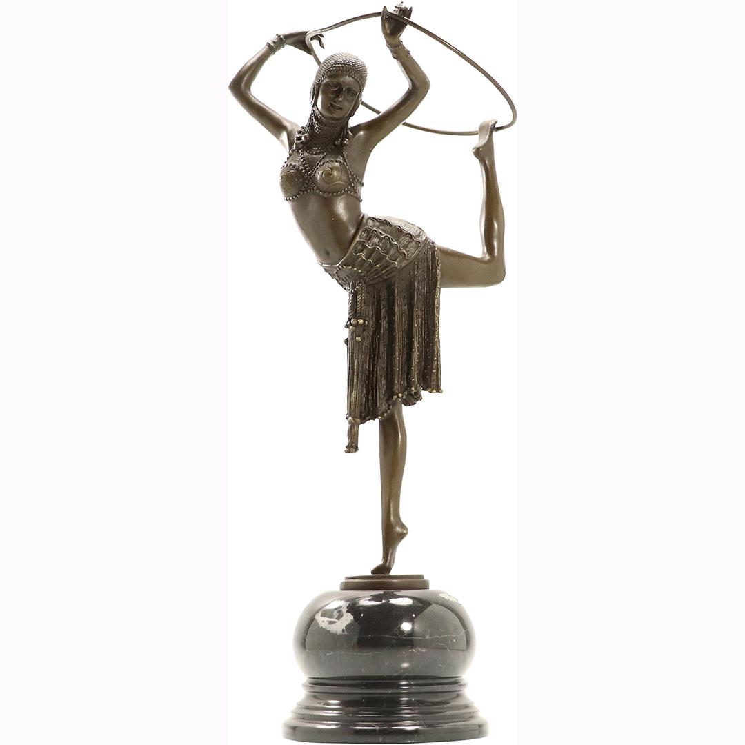 after D H Chiparus Bronze Art Deco Dancer with Hoop (1 of 10)