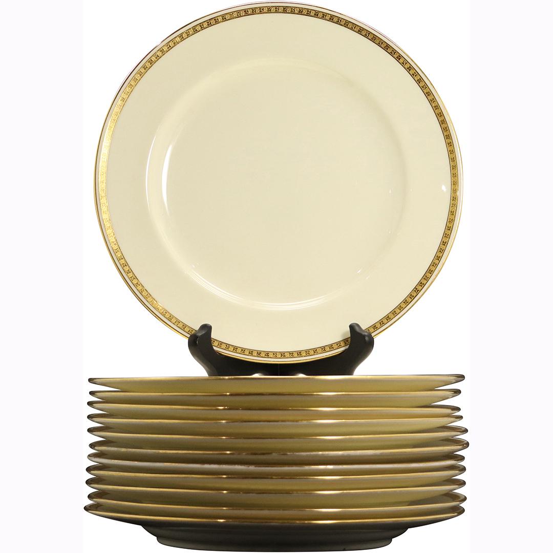 [12] MINTON Tiffany & Co Gold Rim Dinner Plates (1 of 6)