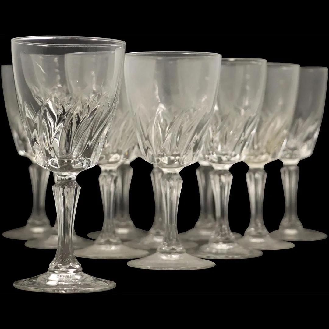[11] Eleven Crystal Glass Wine Stemware marked France: [11] Eleven Crystal Glass Wine Stemware marked France. Size: 7h x 3.25w