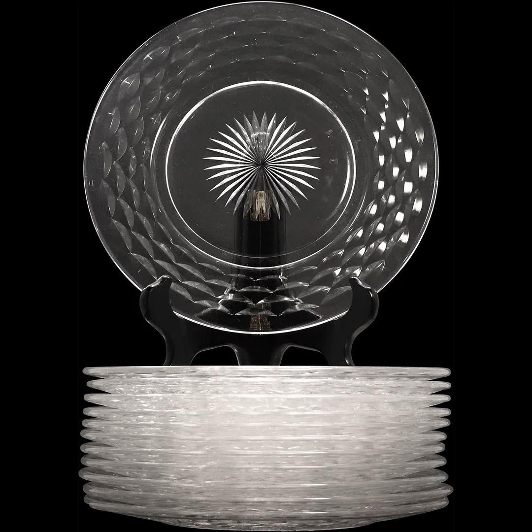 12 Signed VAL ST. LAMBERT Crystal Glass Luncheon Plates (1 of 5)