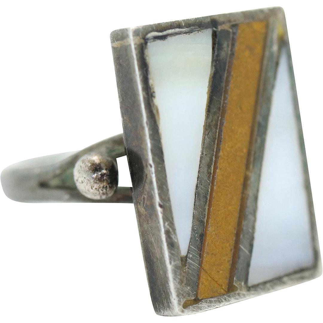 .925 Mexico Sterling MOP and Agate Ring (1 of 5)