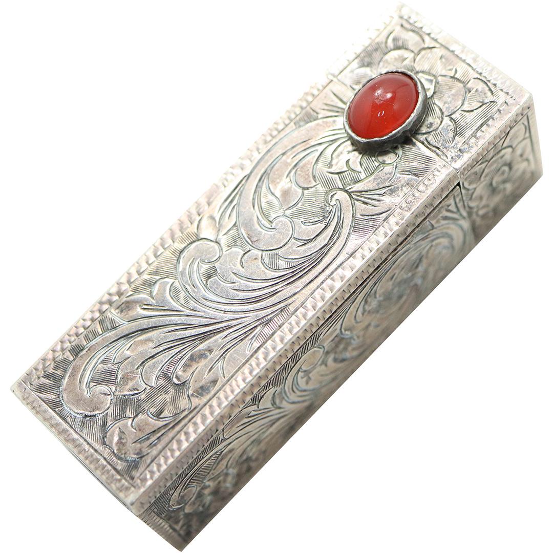 .800 Silver Italy Fancy Incised Design Lipstick Case (1 of 4)