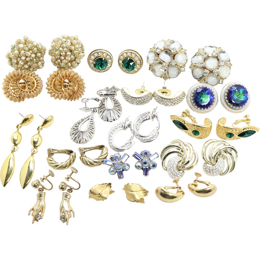 17 Pairs Costume Fashion Designer Earrings - Signed (1 of 10)