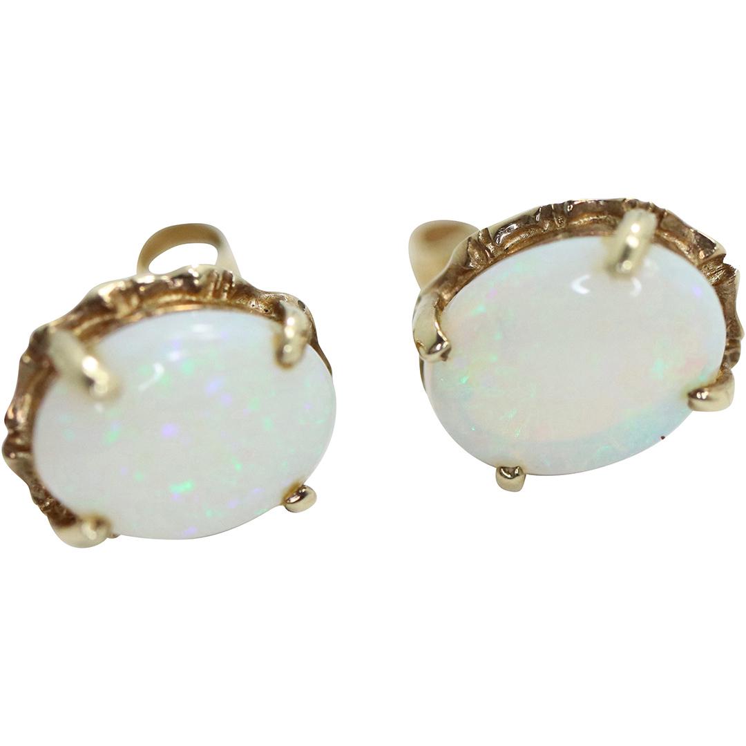 14K Yellow Gold Opal Stones Earrings;  0.9 dwt (1 of 3)
