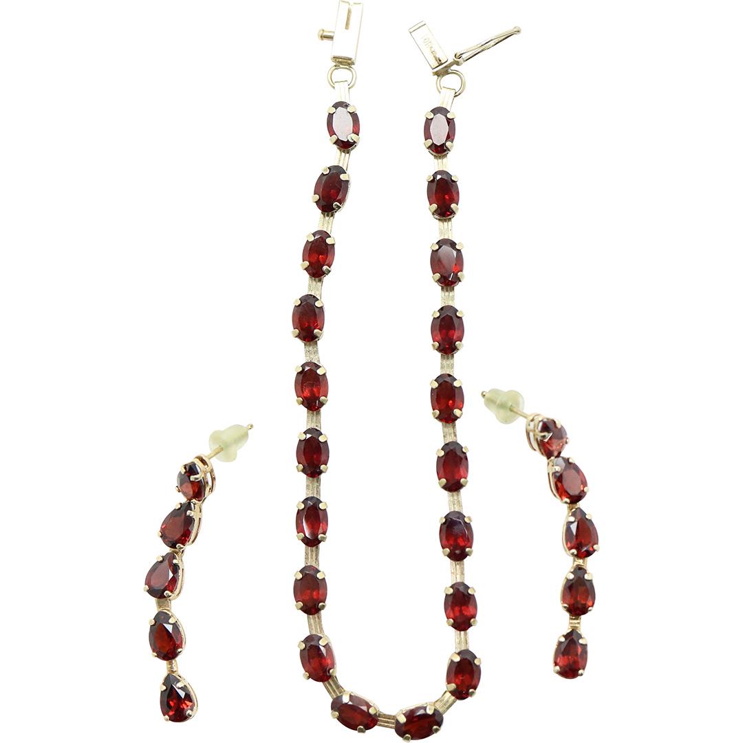 10K Yellow Gold Bracelet and Earrings with Garnets (1 of 6)