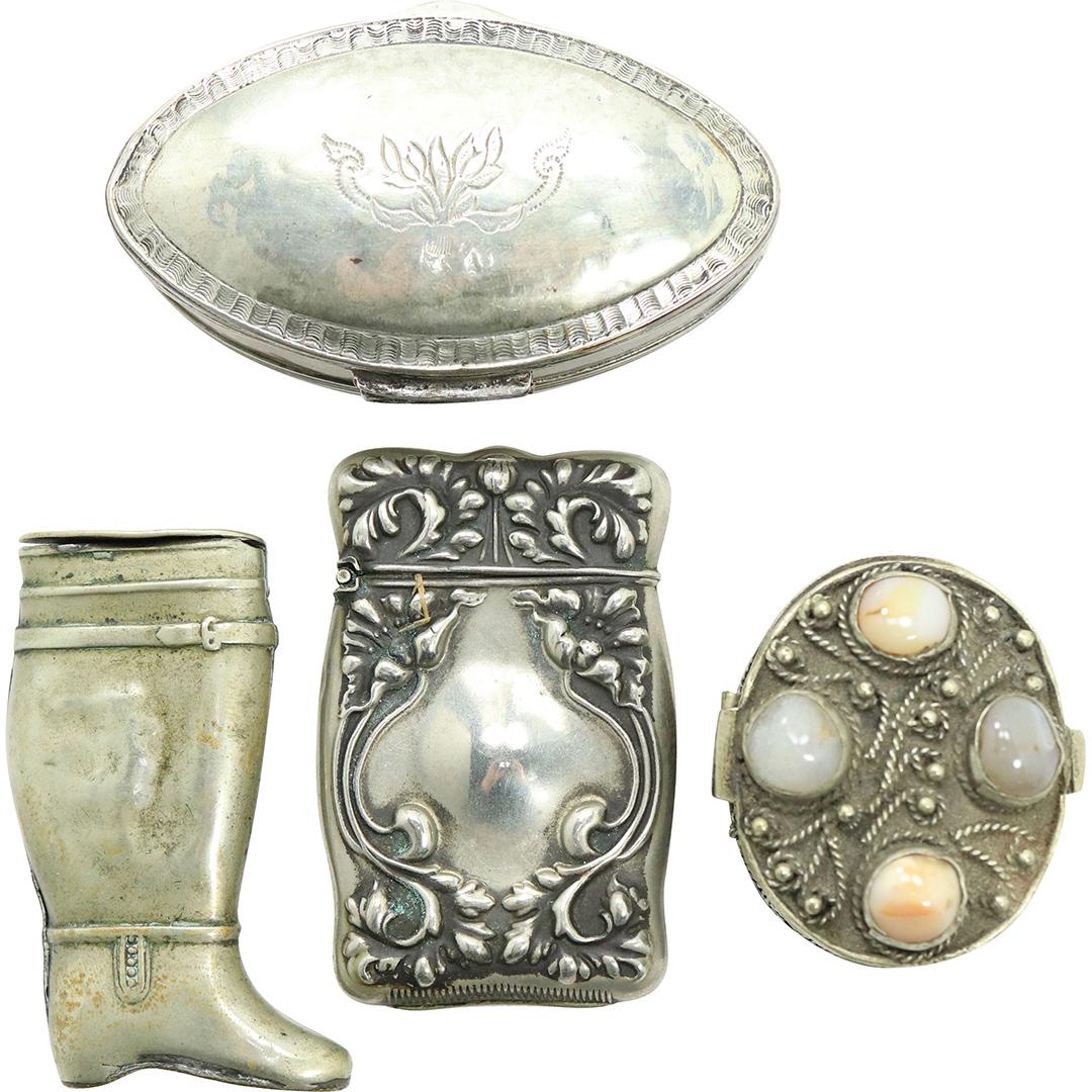 2 Silver Match Safes & 2 Sterling Silver Trinket Boxes (1 of 6)