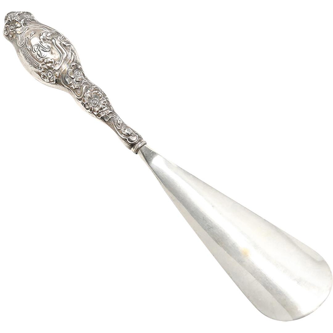 Art Nouveau Flowing Woman Sterling Handle Shoe Horn (1 of 6)