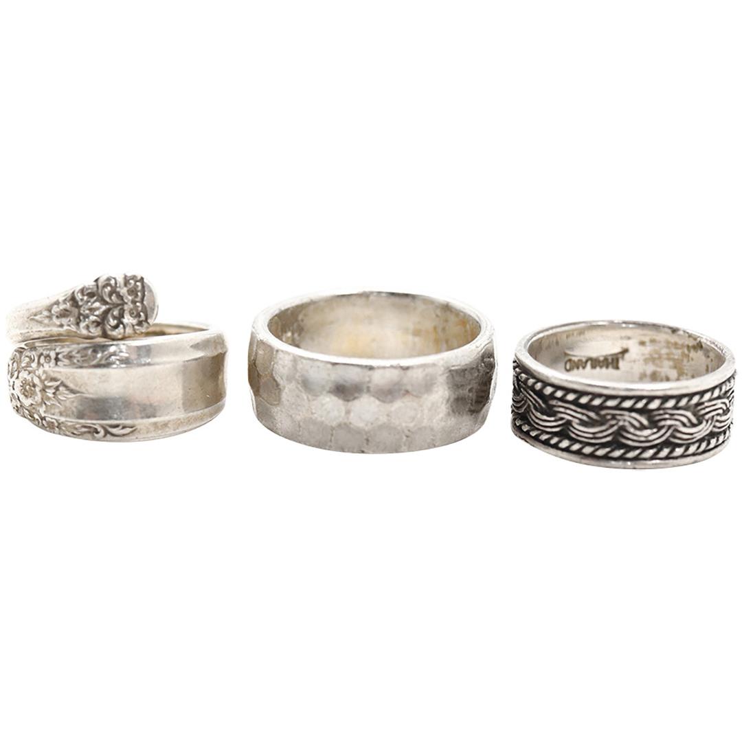 [3] Three Assorted .925 Sterling Silver Rings (1 of 9)