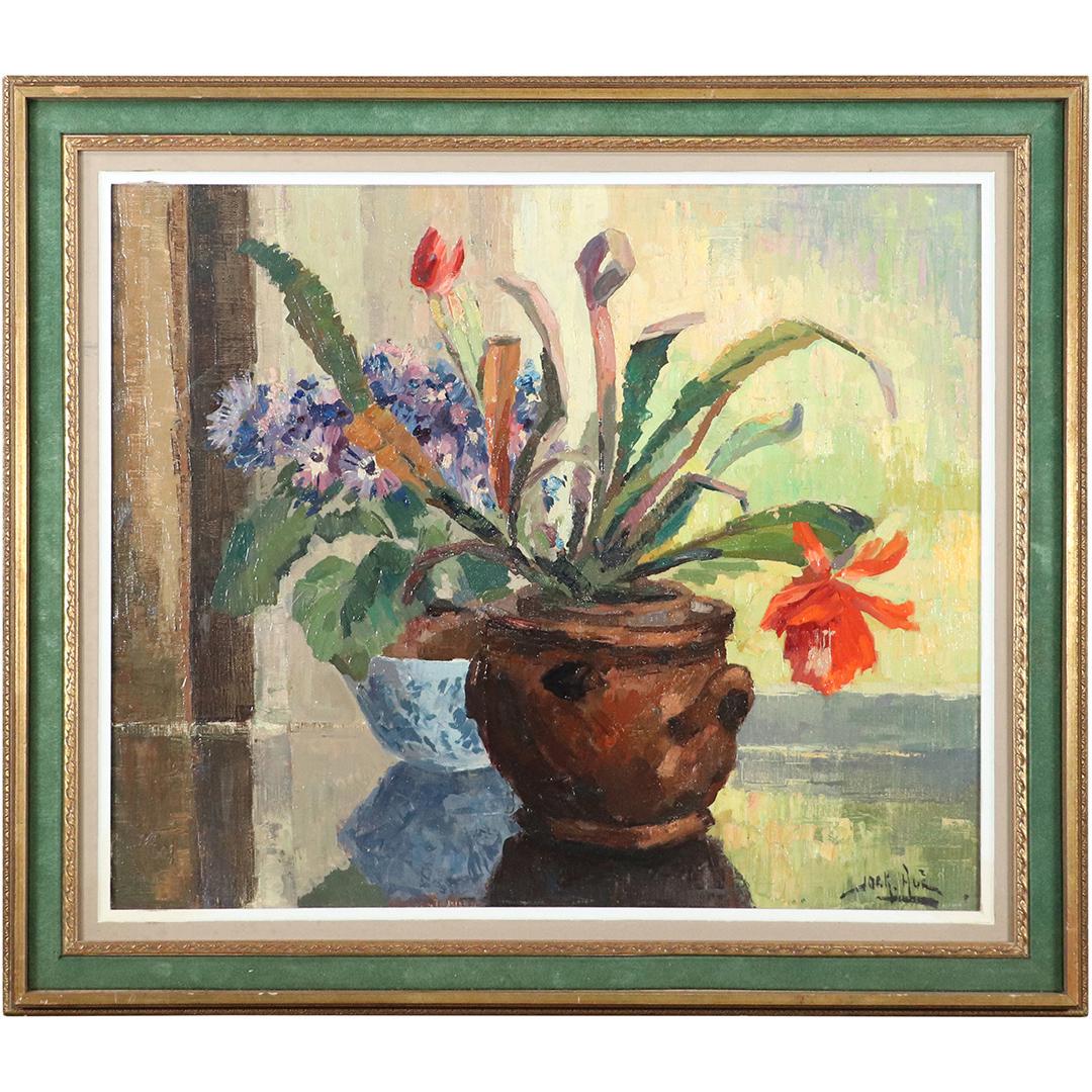 Jack Hui, Oil/c Still Life with Flowers in Plant Pot (1 of 7)
