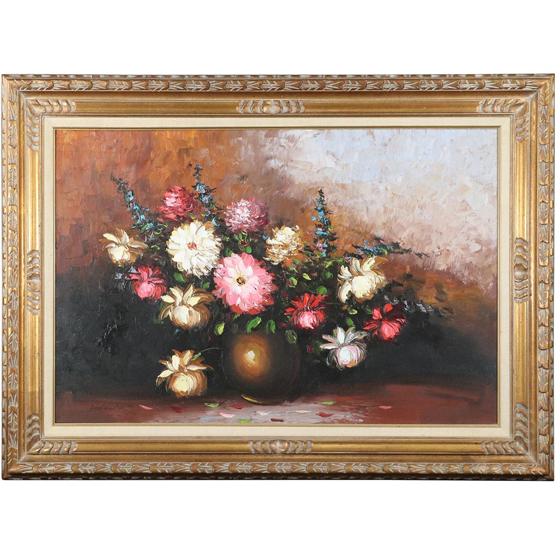 Richard, 20th C. Oil/c Arrangement of Flowers Painting (1 of 7)