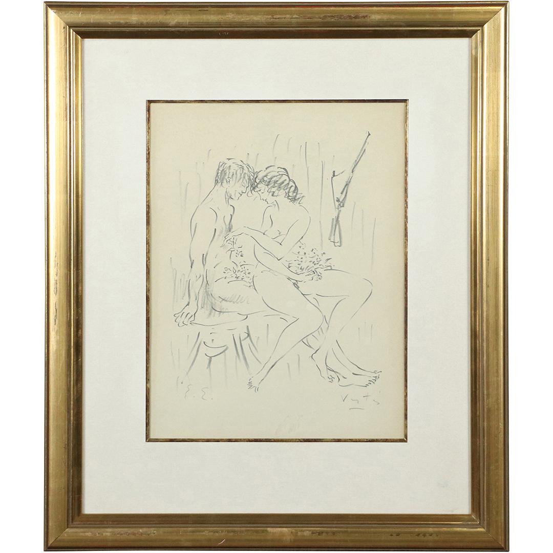 Marcel Vertes; Original Erotic Lithograph Signed: Marcel Vertes; Original Erotic Lithograph Signed . Erotic lithograph. Intimite'. Pencil signed and inscribed EE(estate edition); 13.5in. X 10in.(image), 22in. X 18in.(outside frame)