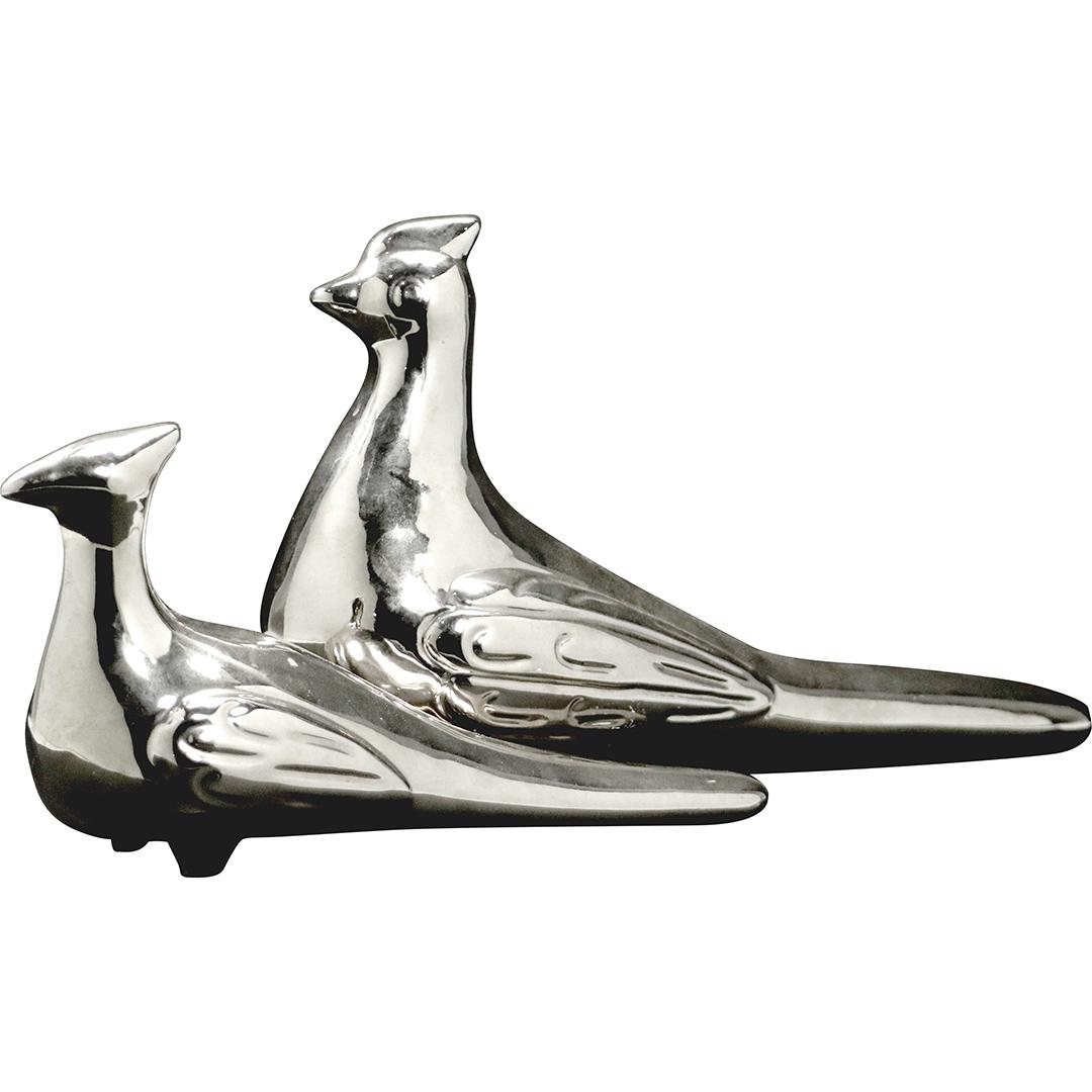 [2] Two Chrome Ceramic Dove Bird Figures Mid-Century (1 of 6)
