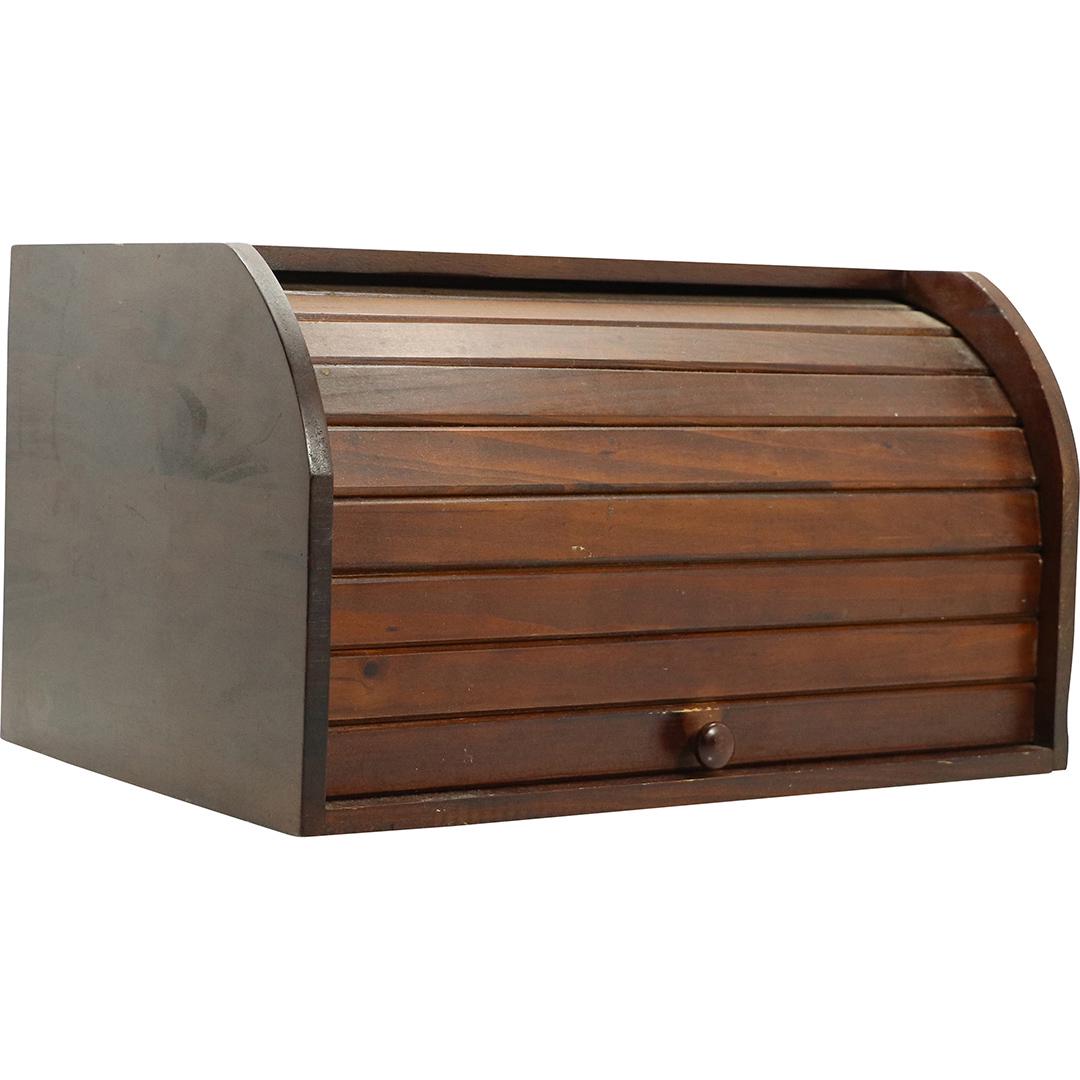 Mid-Century Modern Roll Front Wood Bread Box (1 of 8)