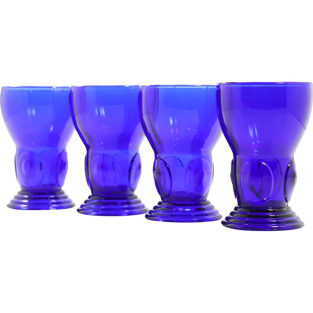 [4] Four Cobalt Blue Glass Goblets (1 of 5)