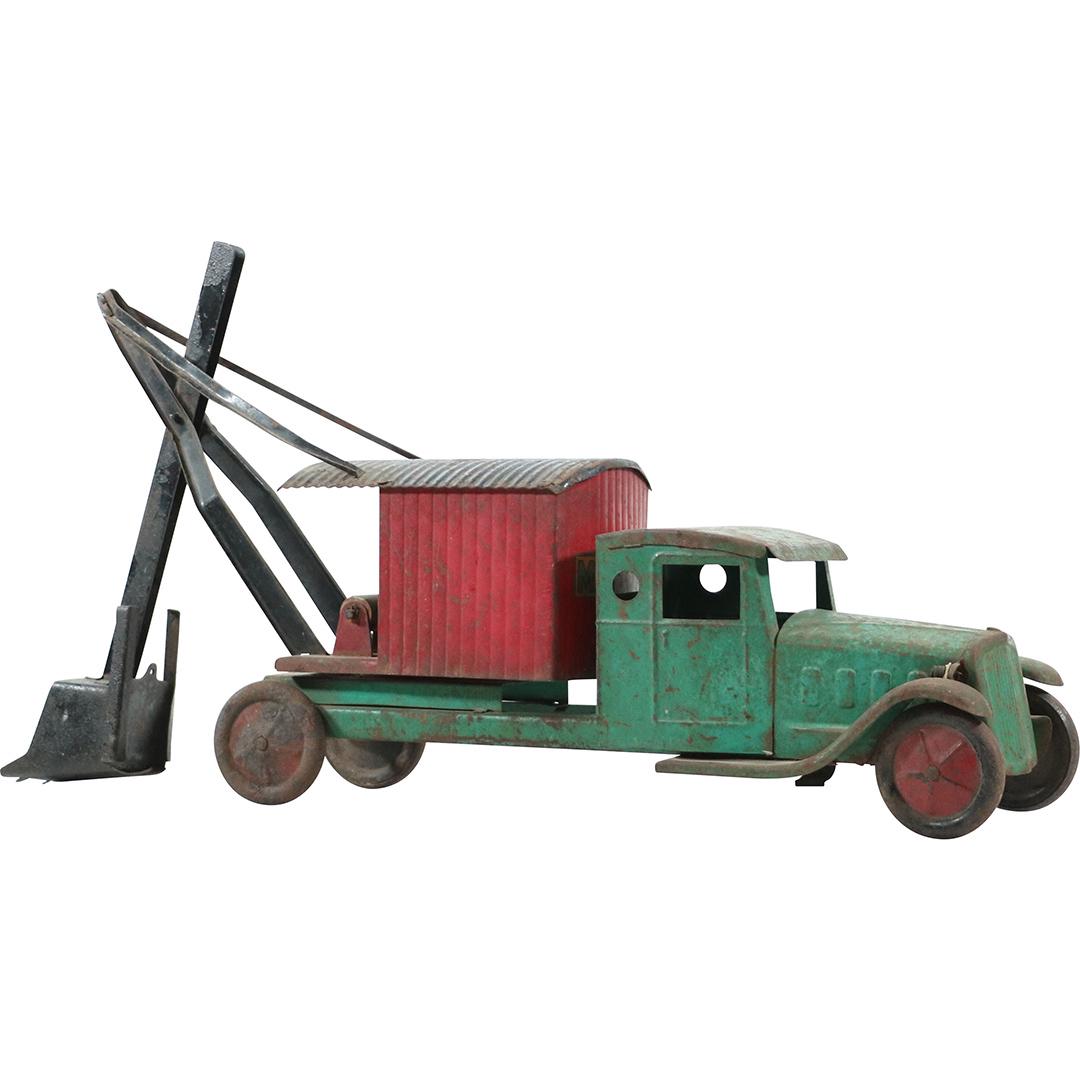 Antique Pressed Steel Toy Excavation Truck w/  Back Hoe (1 of 9)