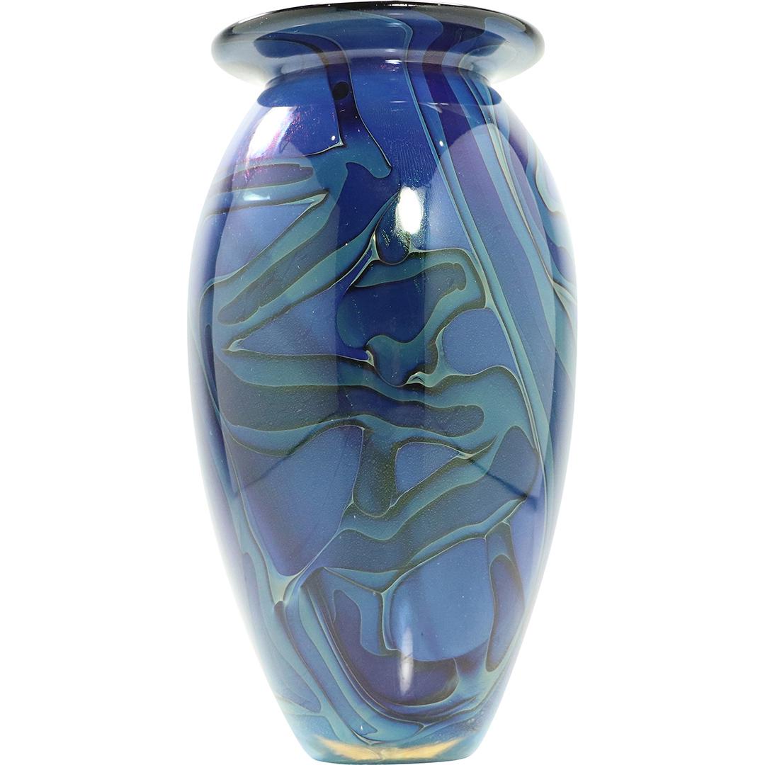 Robert Eickholt, Signed Studio Art Glass Vase - Blue (1 of 7)