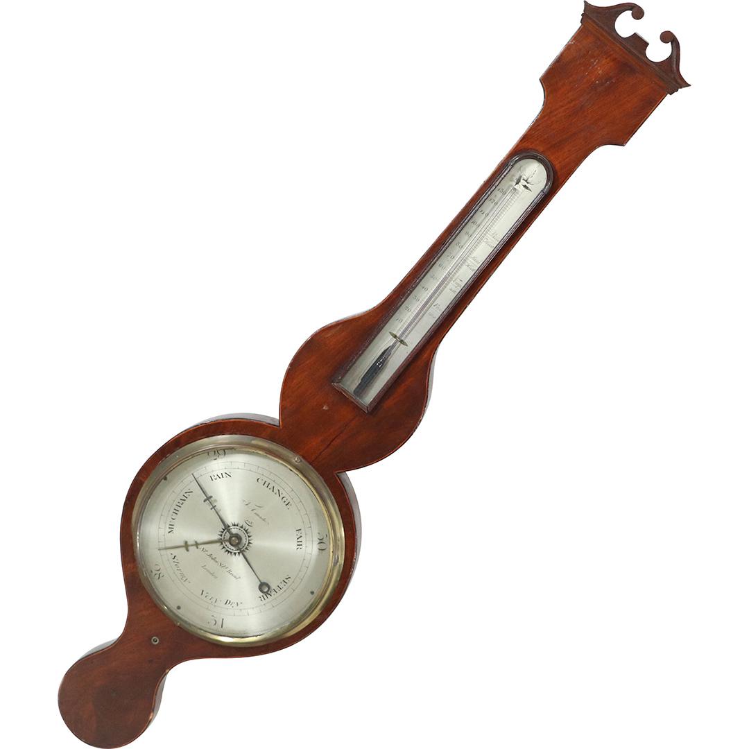 George III Style Mahogany Barometer-Thermometer, Amadio (1 of 12)
