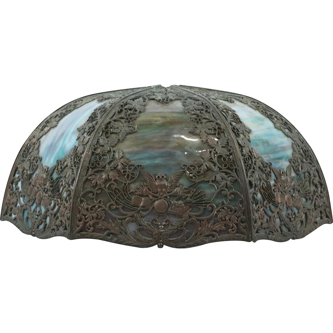 Antique Curved Slag Glass Lamp Shade for Restoration (1 of 12)