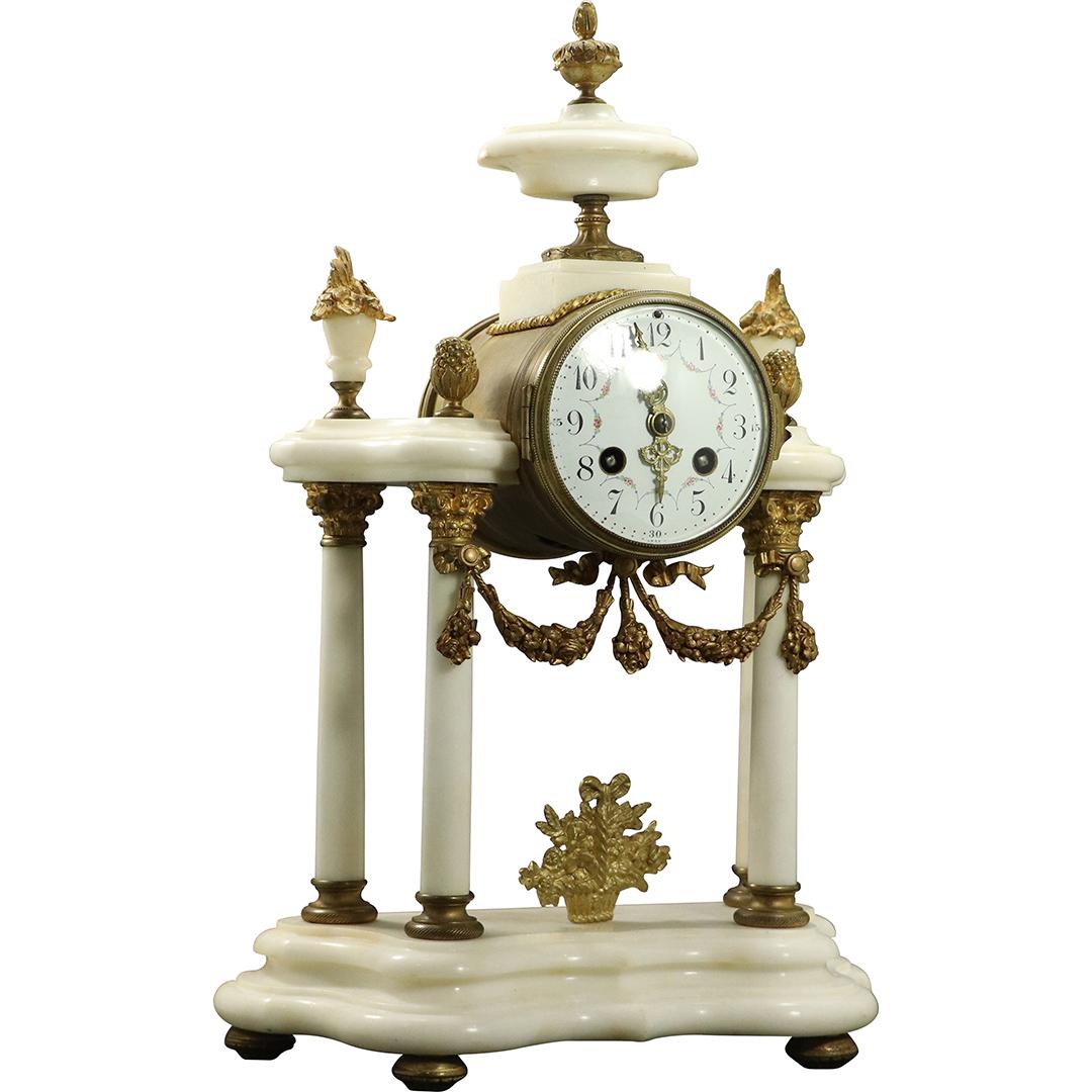 19th C. French Empire Mable Clock with Bronze Mounts (1 of 12)
