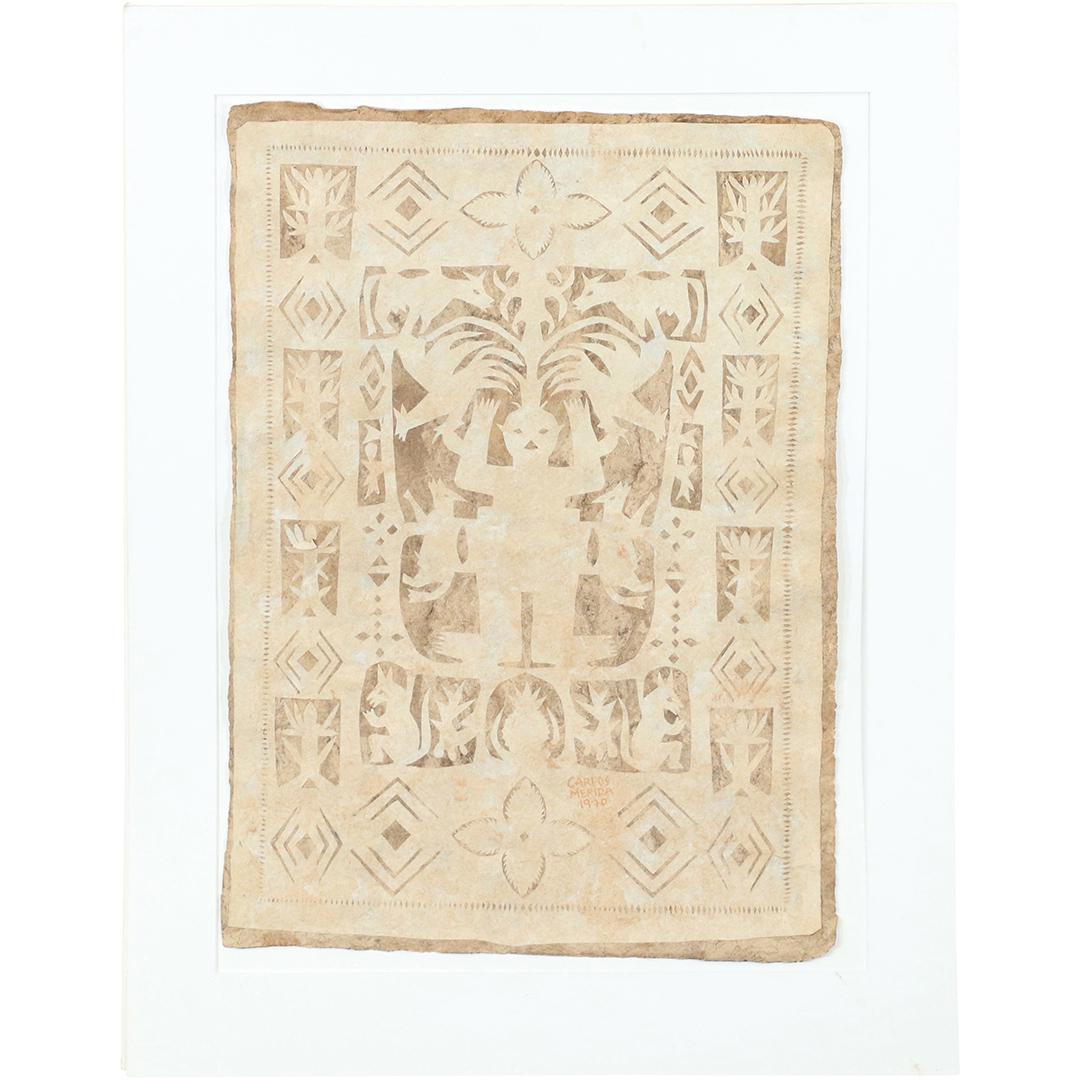 Carlos Merida 1970, Brown Casein Abstract Figures (1 of 9)