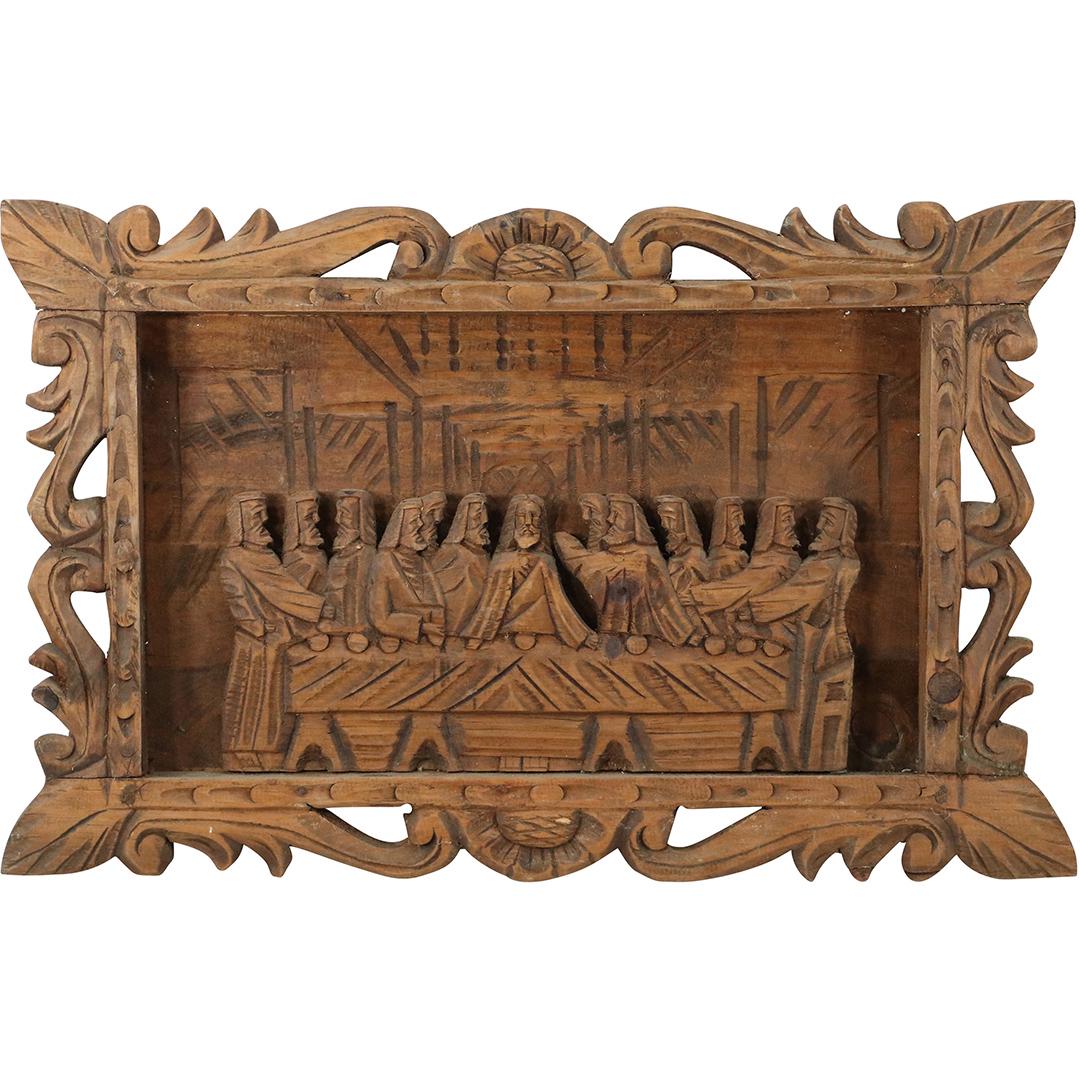 Hand Carved Wood Plaque " The Last Supper" in Relief (1 of 7)