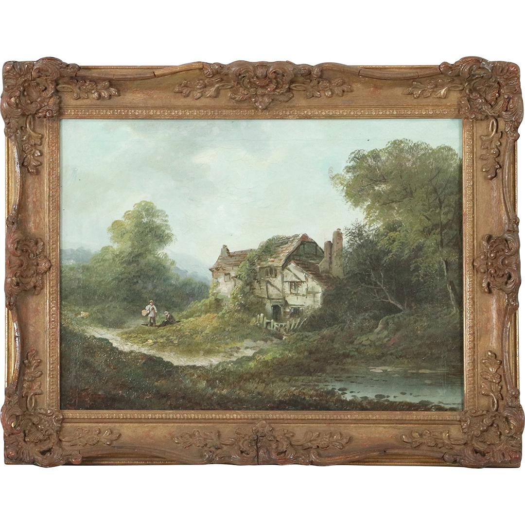 John Henry Bell 1889-1920, Oil/c Landscape with Cottage: John Henry Bell 1889-1920, Oil/c Landscape with Cottage. Oil on canvas painting, Signed, Framed. Well listed artist. Size: 12x16 image, 15.5x19.5 outside frame. ASKart: John Henry Boel (1889-1920) was