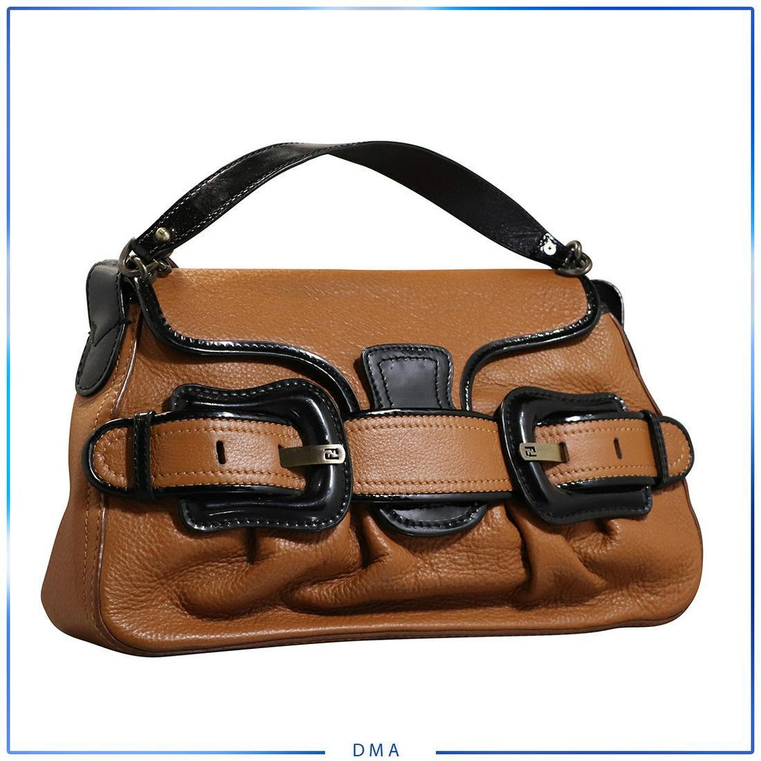 2 Pc. Fendi Italy Brown Leather Handbag, Matching Belt (1 of 13)