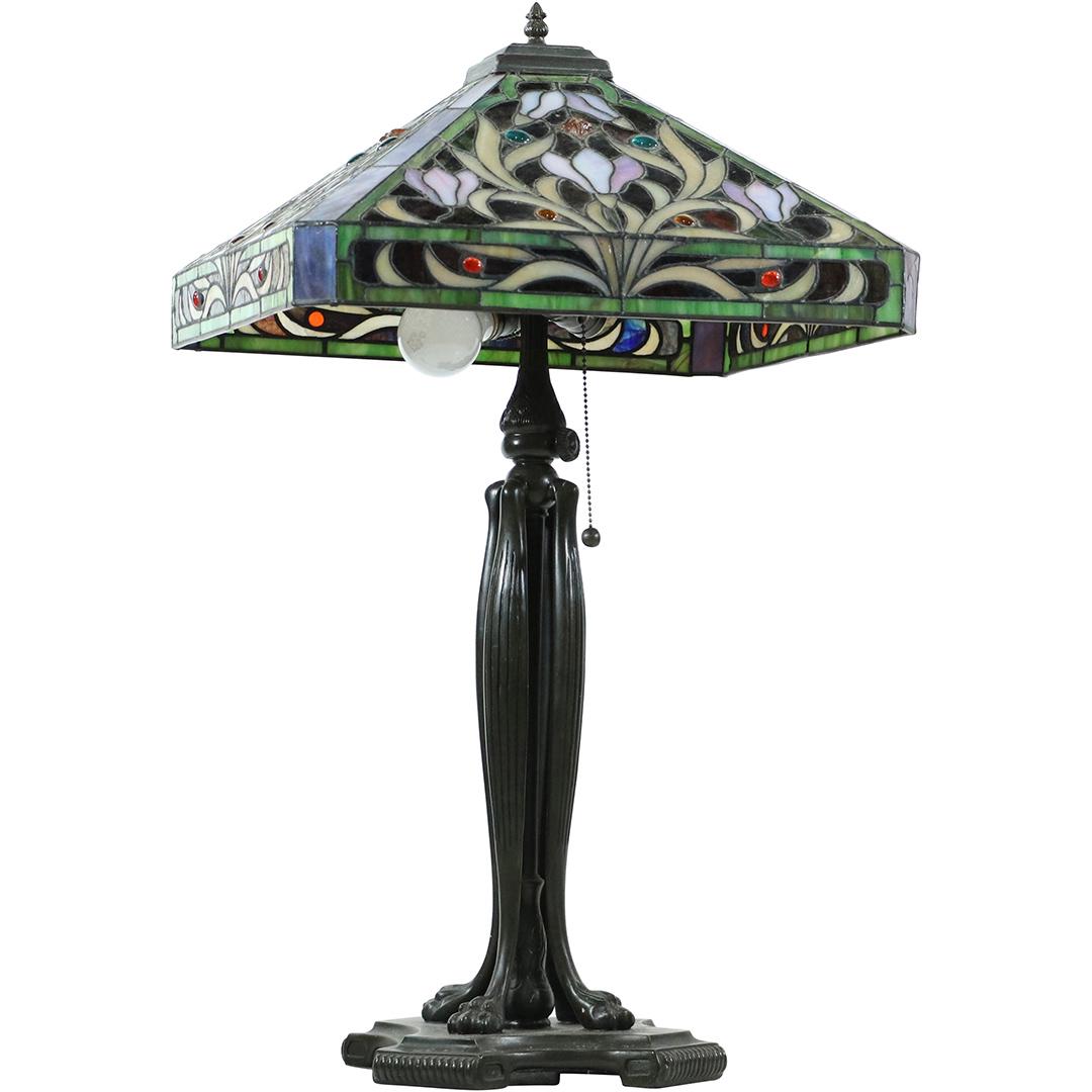 20th C. Decorator Leaded Glass Shade Table Lamp (1 of 12)