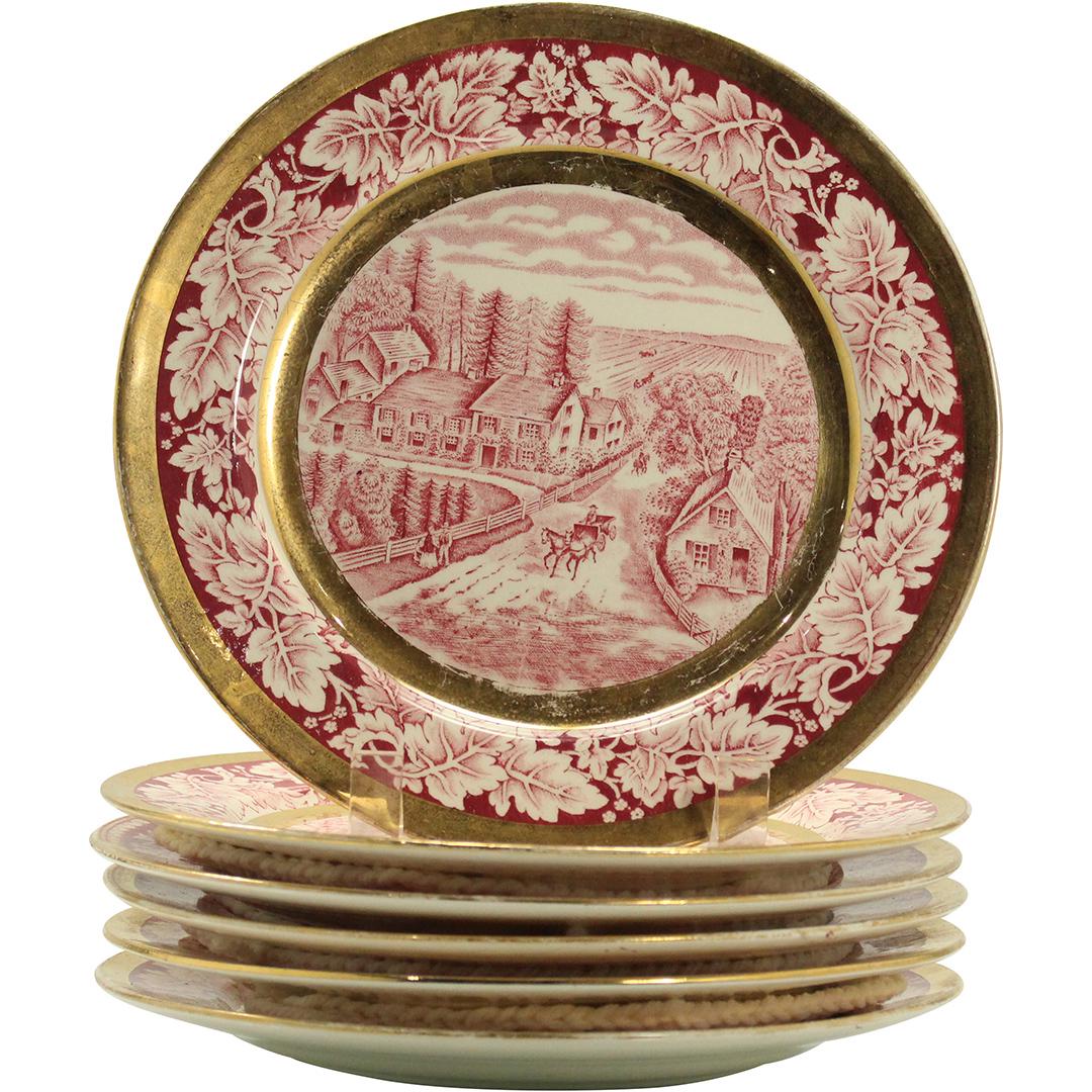 6 Currier & Ives Porcelain Plates Western Farmer's Home (1 of 9)