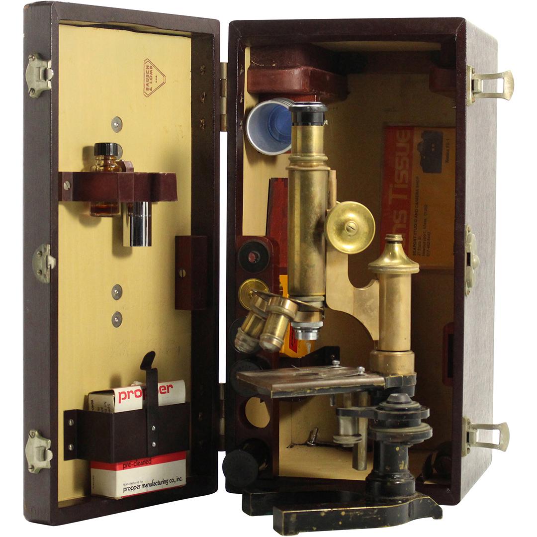 Bausch and Lomb Antique Brass Microscope in Box (1 of 16)