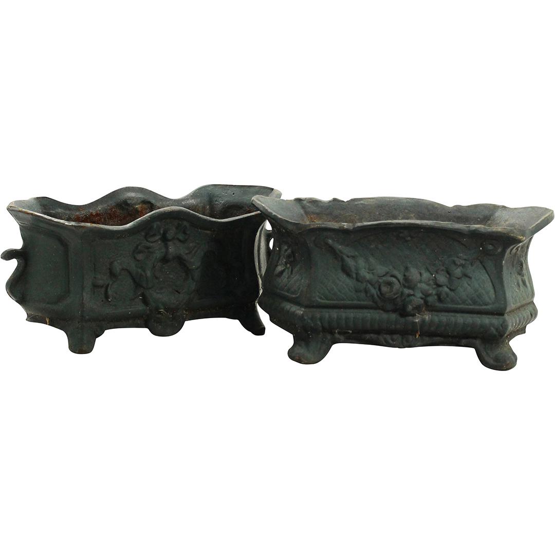 [2] Two Small Cast Iron Oblong Planters (1 of 10)