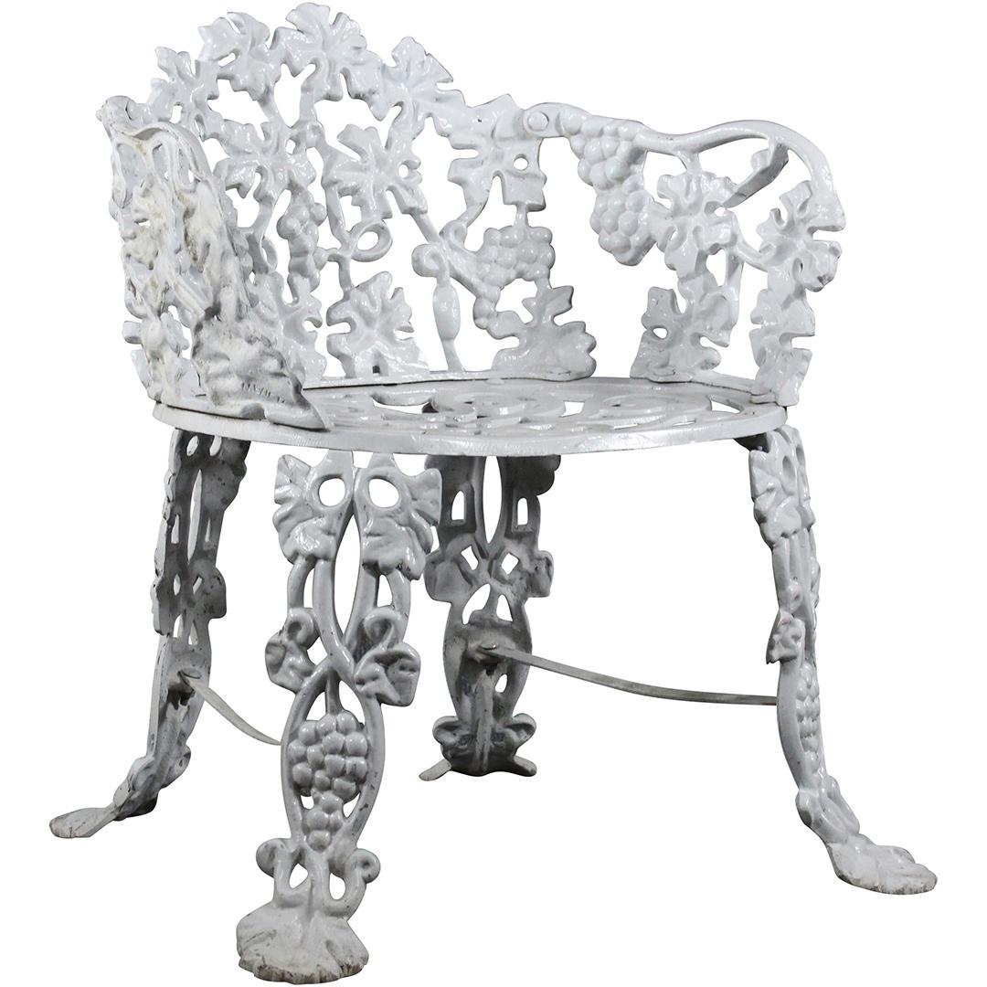White "Grape and Leaf" Garden Bench Cast Aluminum Metal (1 of 10)