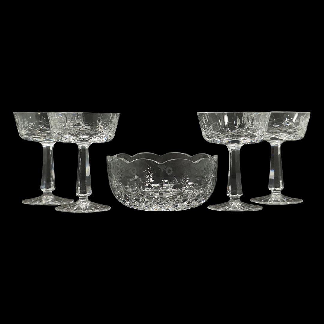 Rogaska Crystal Glass Bowl & 4 Galway Crystal Stemware (1 of 9)