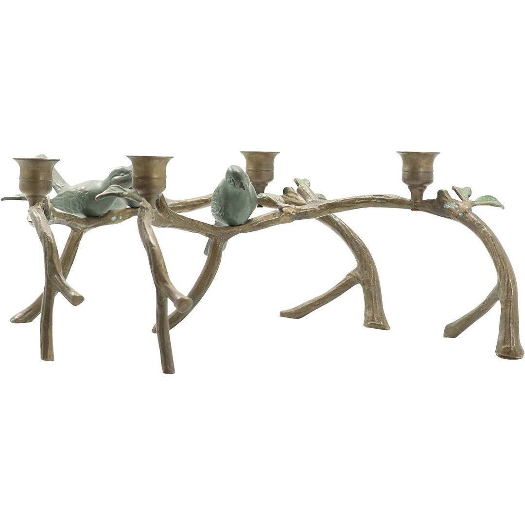 [2] Two Bronze Candle Holders Birds on Branches (1 of 8)
