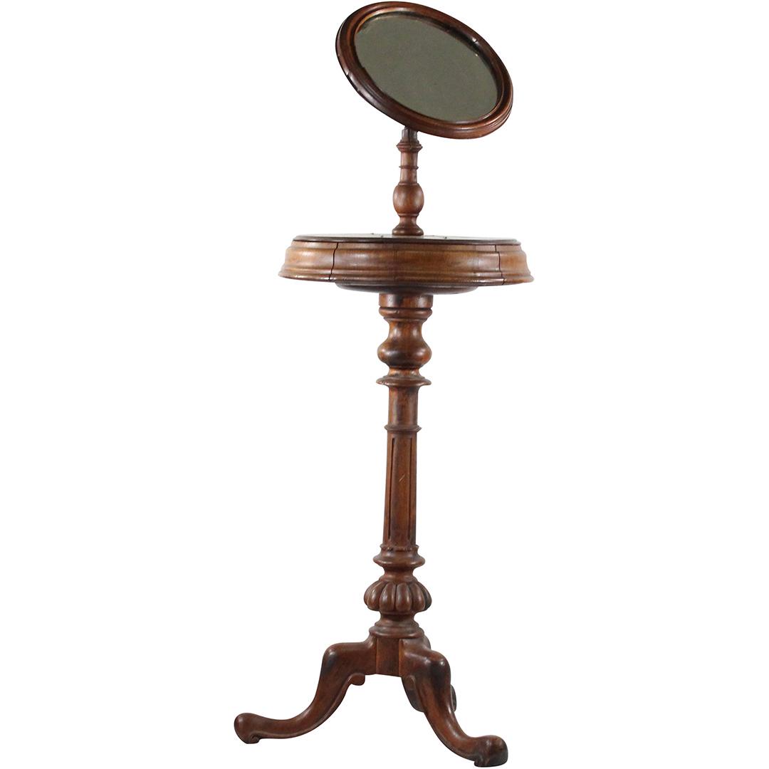 Civil War Era Circa 1865 Walnut Pedestal Shaving Mirror (1 of 16)