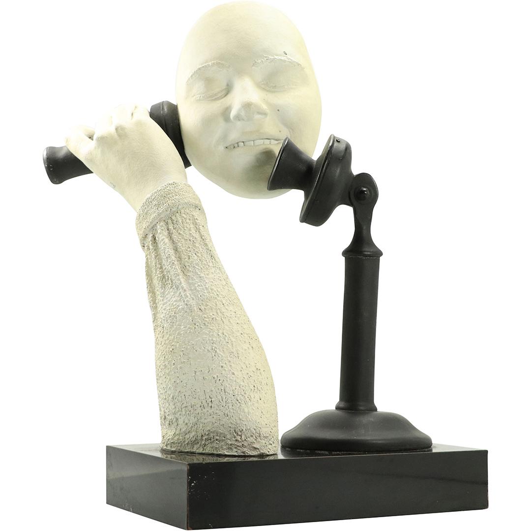 Signed Cutrone Plaster Sculpture Talking on Stick Phone (1 of 10)