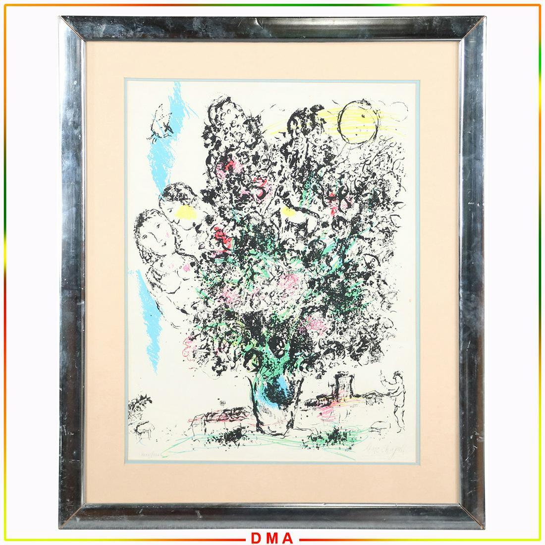 Marc Chagall Figures & Bouquet Flowers Lithograph (1 of 8)