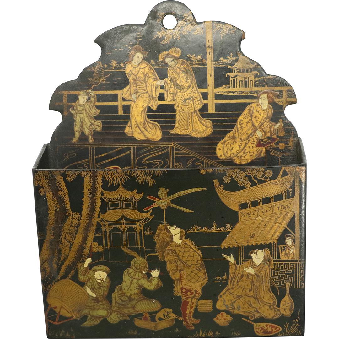 Japanese Gold and Black Lacquer Wall Mount Letter Box (1 of 7)