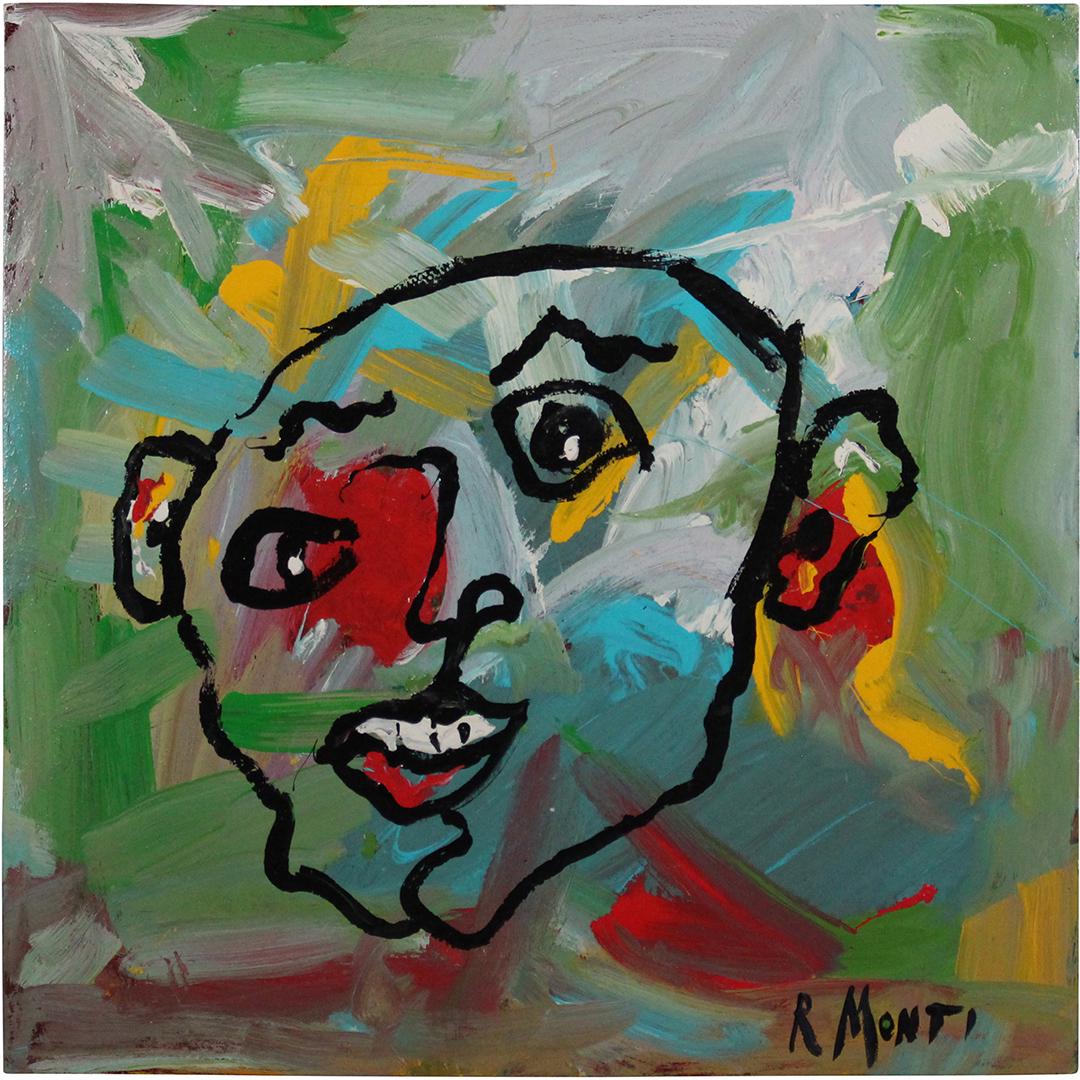 R Monti, Mid-Century Modern Portrait in Abstract O/c (1 of 5)