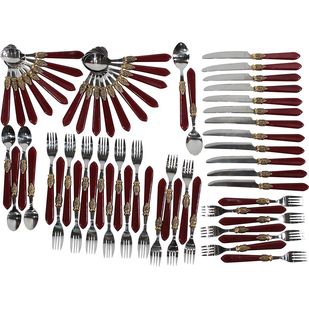 Hampton Silversmiths Stainless Maroon Handles Flatware (1 of 8)