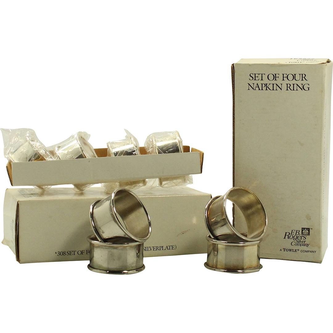 12 Silver Plate Napkin Rings: [8] F B Rogers, 2 Leonard: 12 Silver Plate Napkin Rings: [8] F B Rogers, 2 Leonard. Size: 2 leonard w , 1.75 rogers w