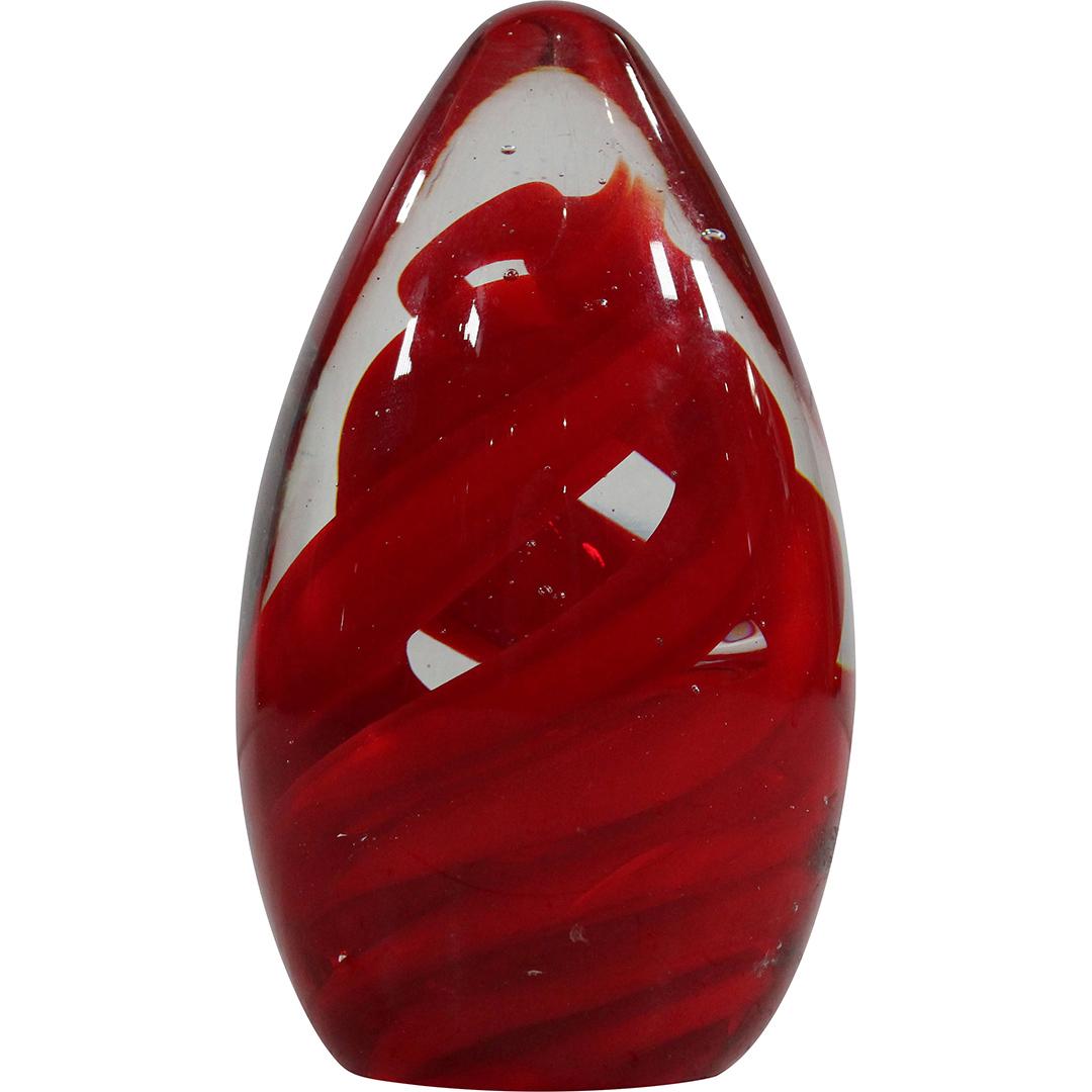 Art Glass Egg Shape Paperweight Internal Red (1 of 5)