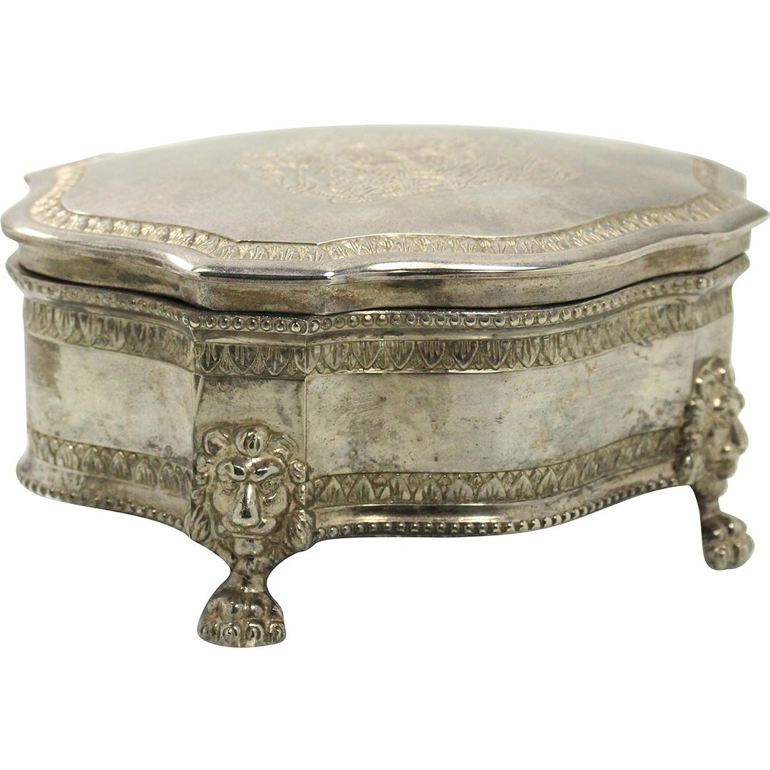 Continental Silver Plate Jewelry Box Die Et Mon Droit (1 of 9)