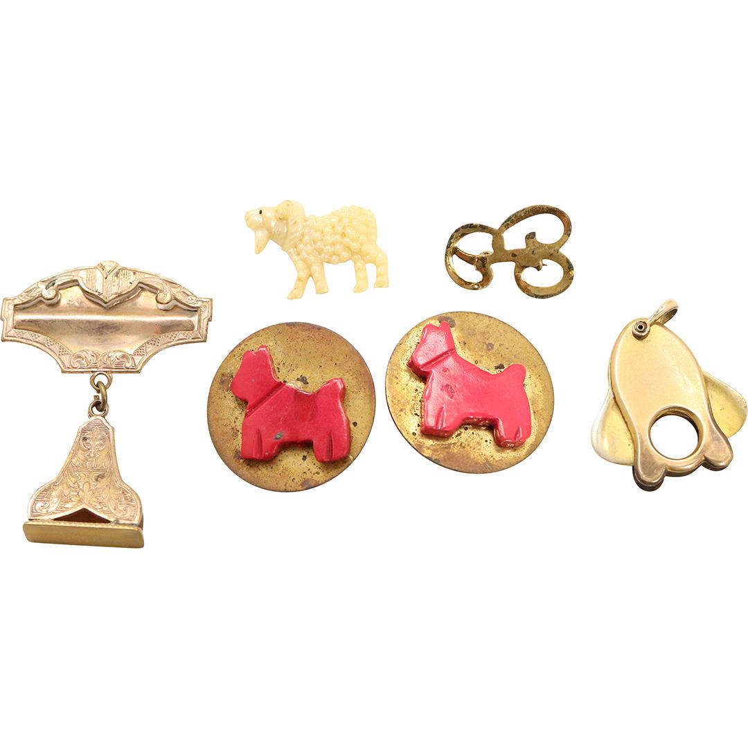 6 Pc Grouping: Cigar Cutter, Stamp Badge, 2 Scotty Dog (1 of 7)