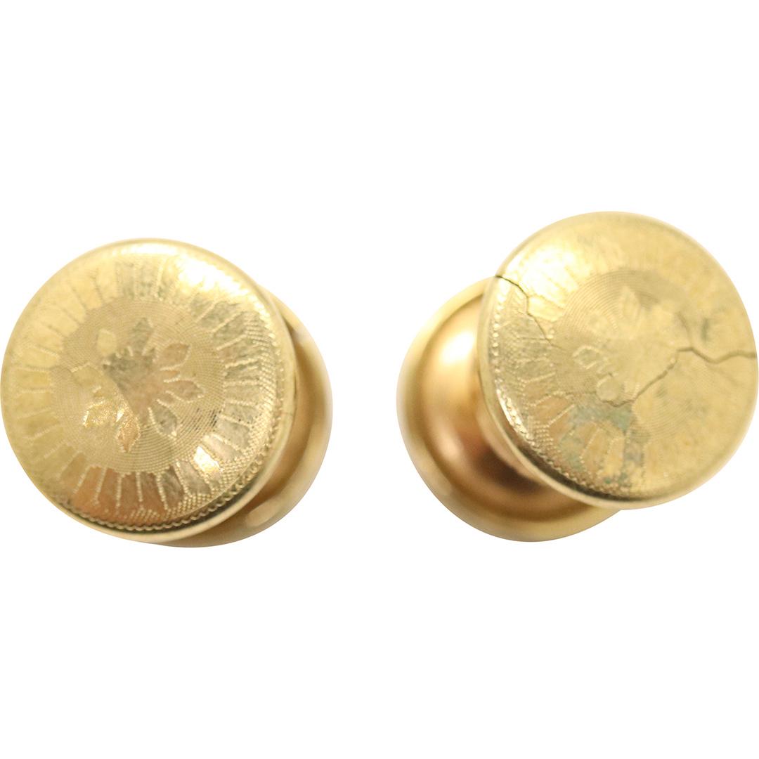 14K Yellow Gold Cuff Links Buttons, Weight 4.8 dwt (1 of 3)