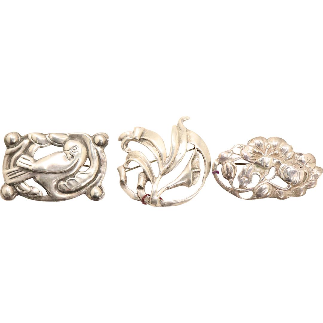 [3] Sterling Silver Brooches: Calla Lily, Poppy, Bird (1 of 8)